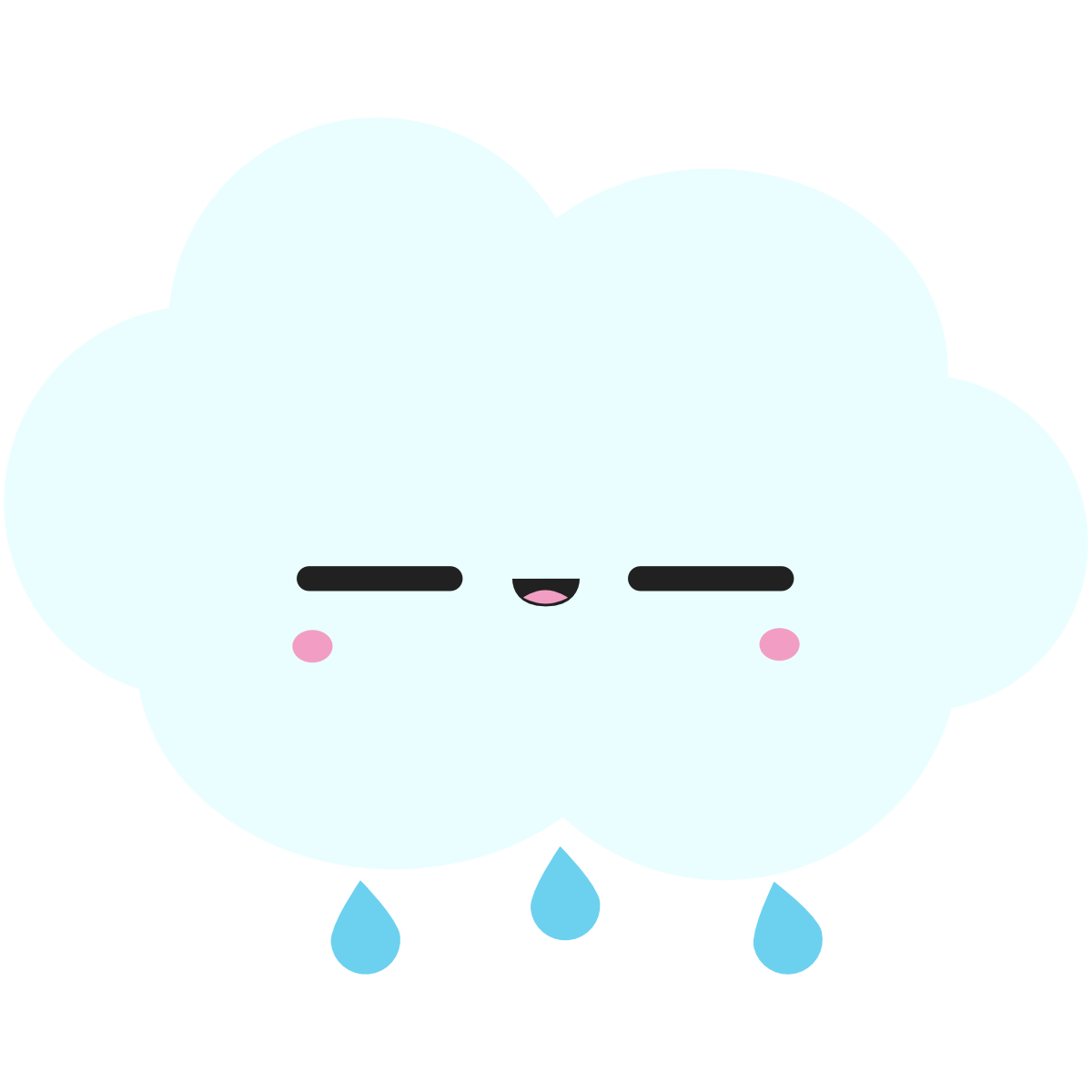 Cute kawaii cloud with light rain
