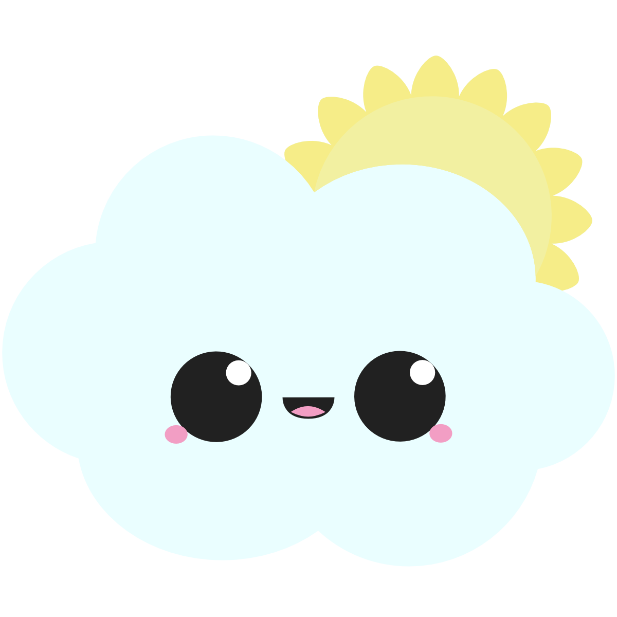 Cute kawaii cloud with a sun