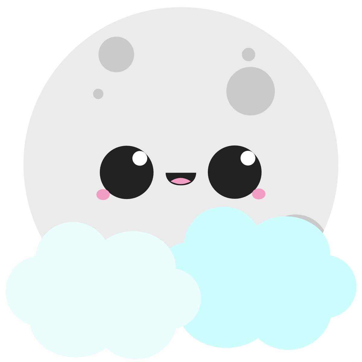 Full kawaii moon with clouds