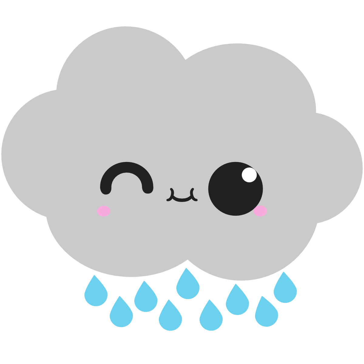 Kawaii cloud with heavy rain