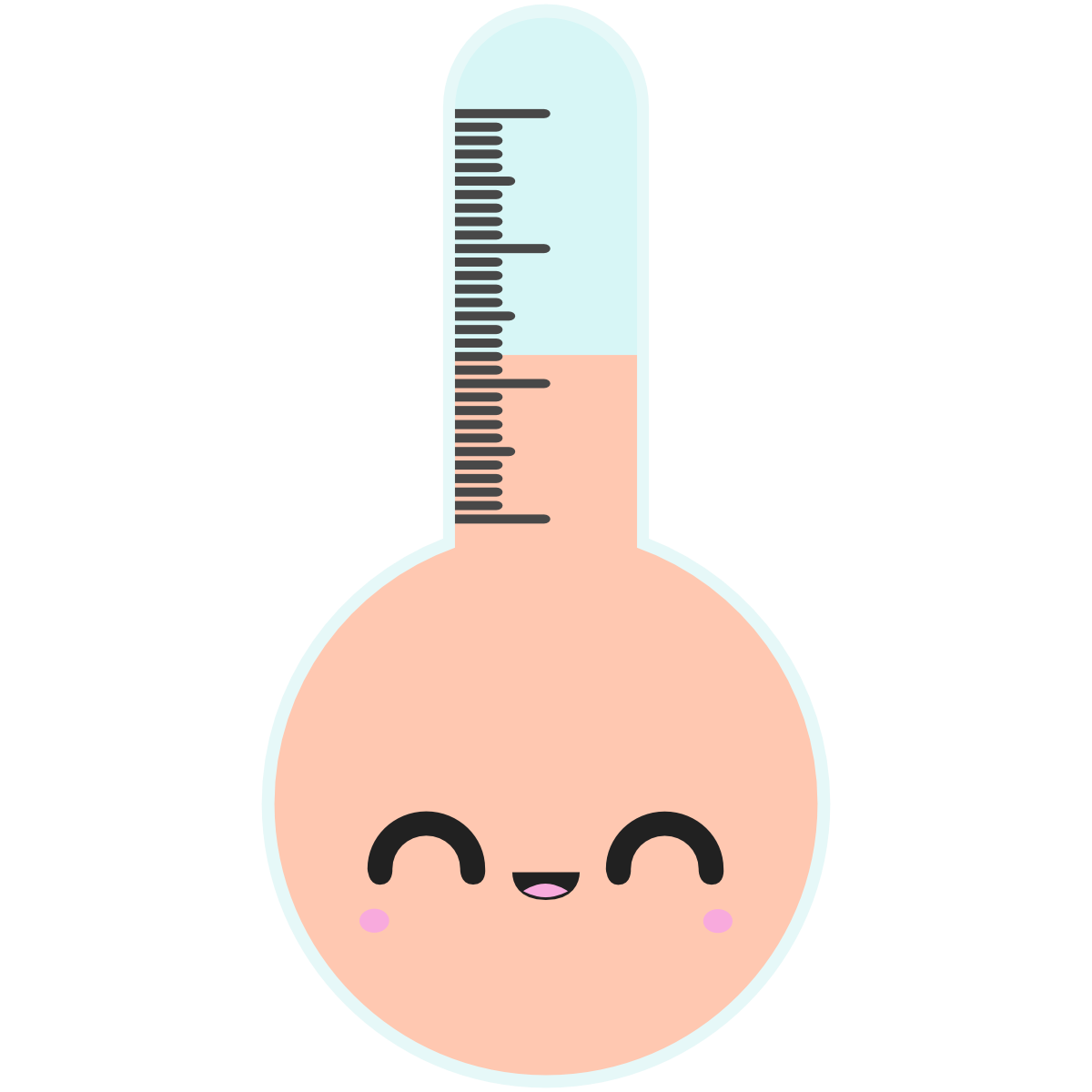 Cut thermometer with medium temperature