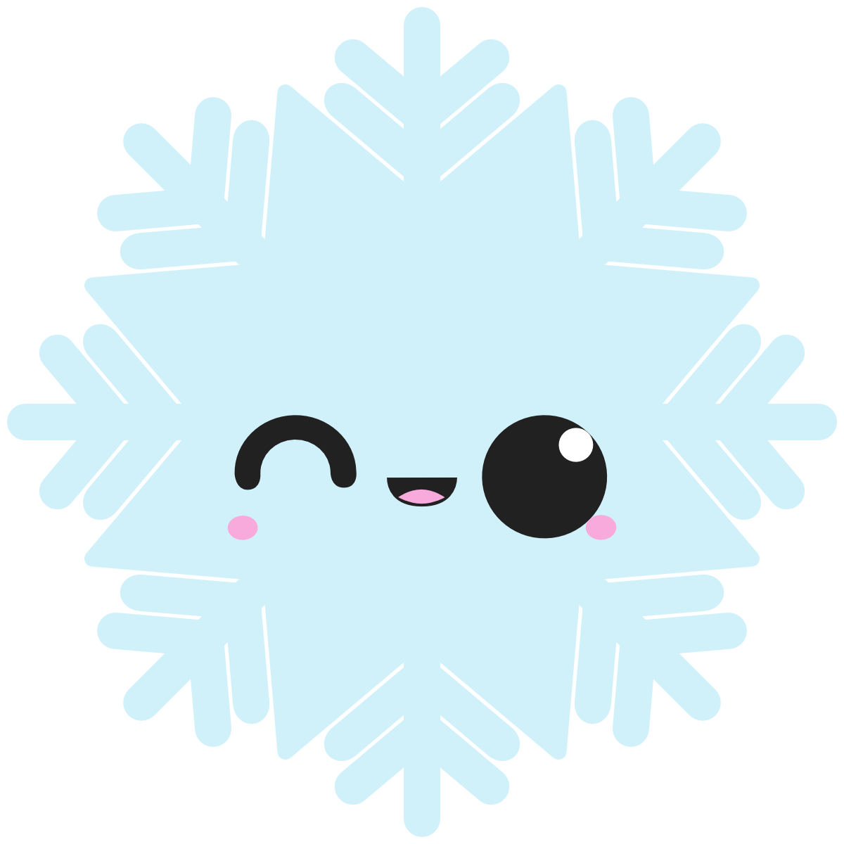 Cute snowflake with a winking face
