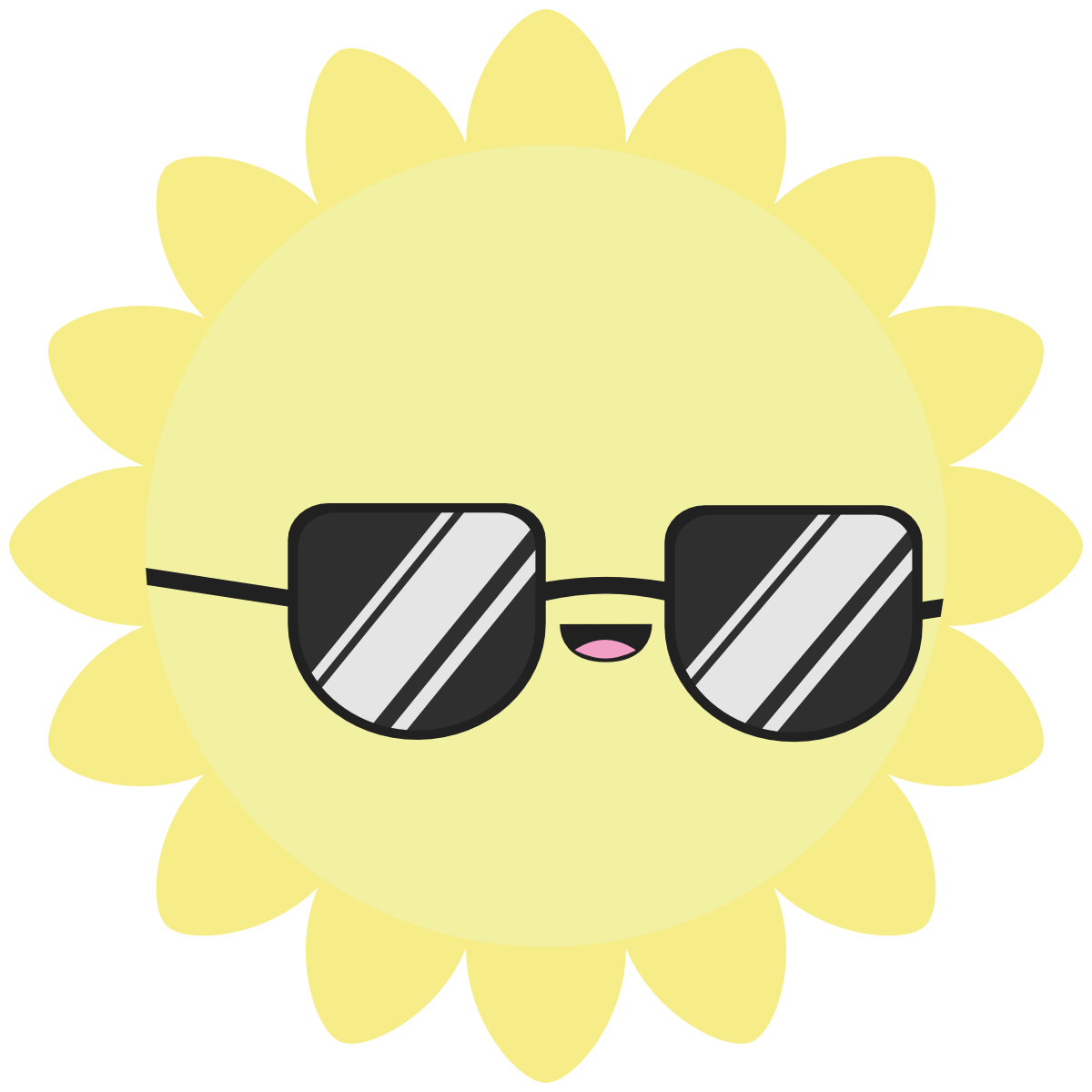 Cool kawaii sun with sunglasses