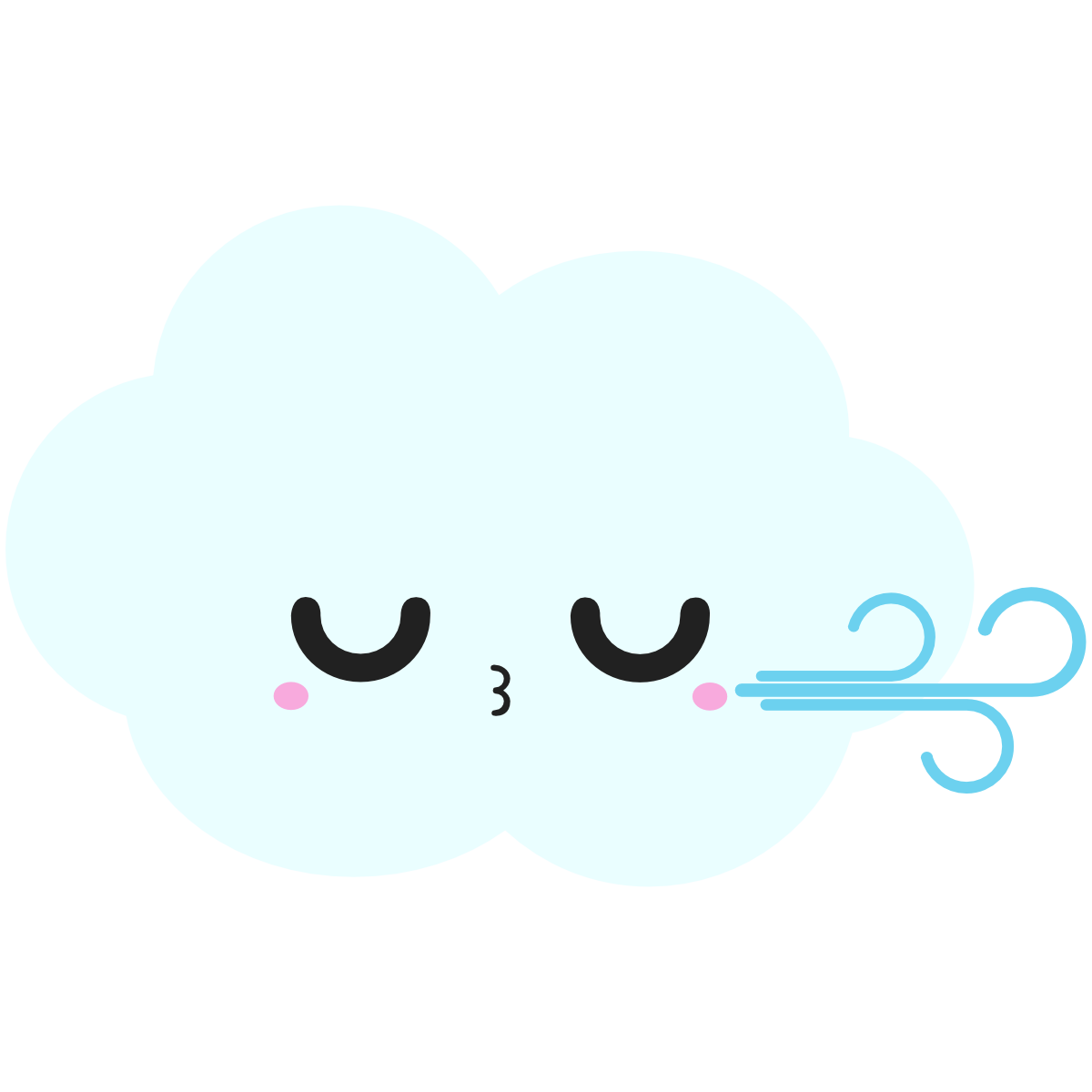 Light blue kawaii cloud with wind