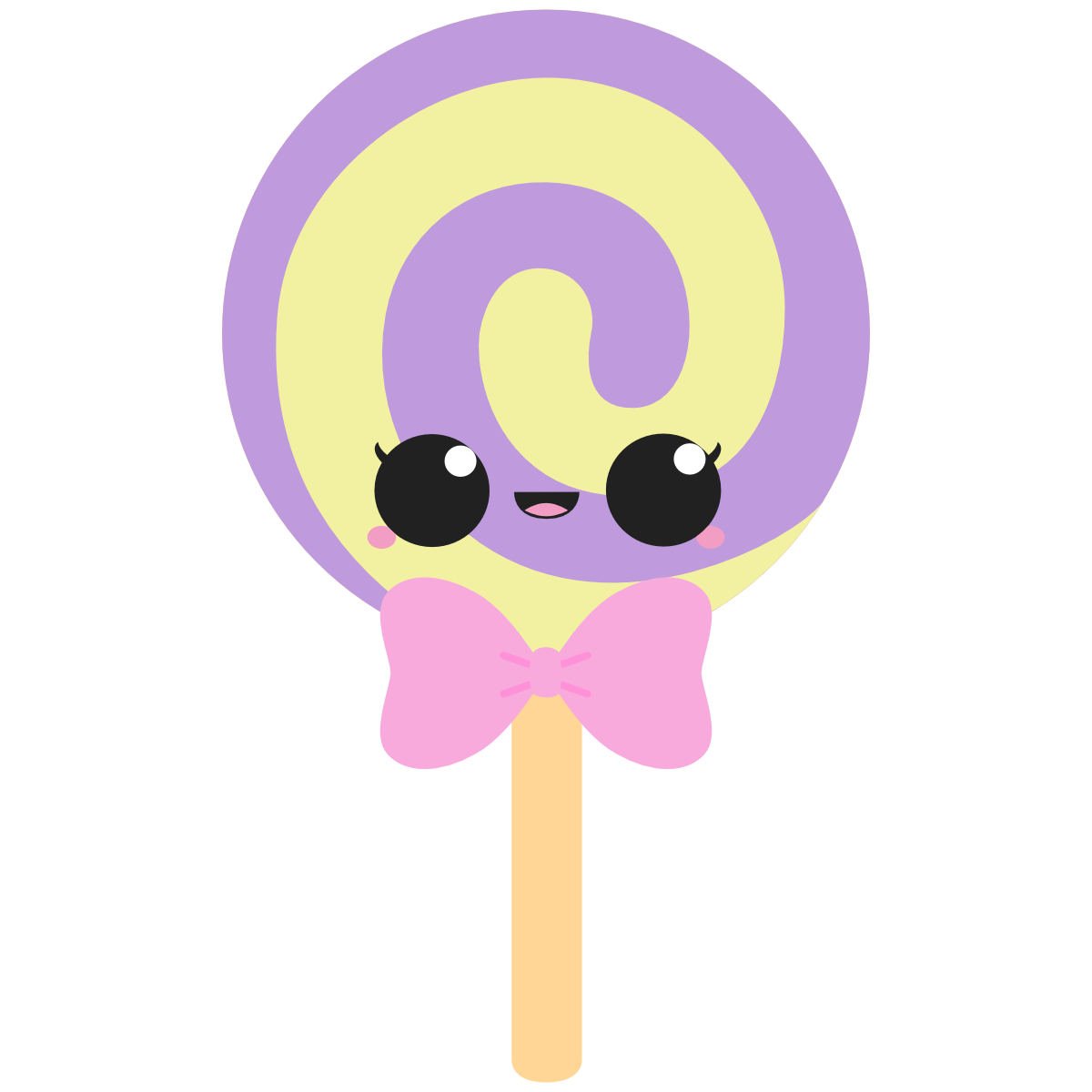 Two colored lollipop with kawaii face