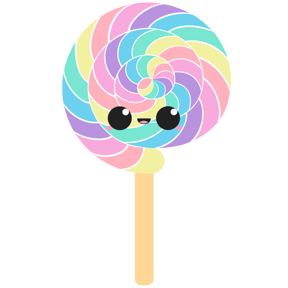 Rainbow seiwl lollipop with kawaii face
