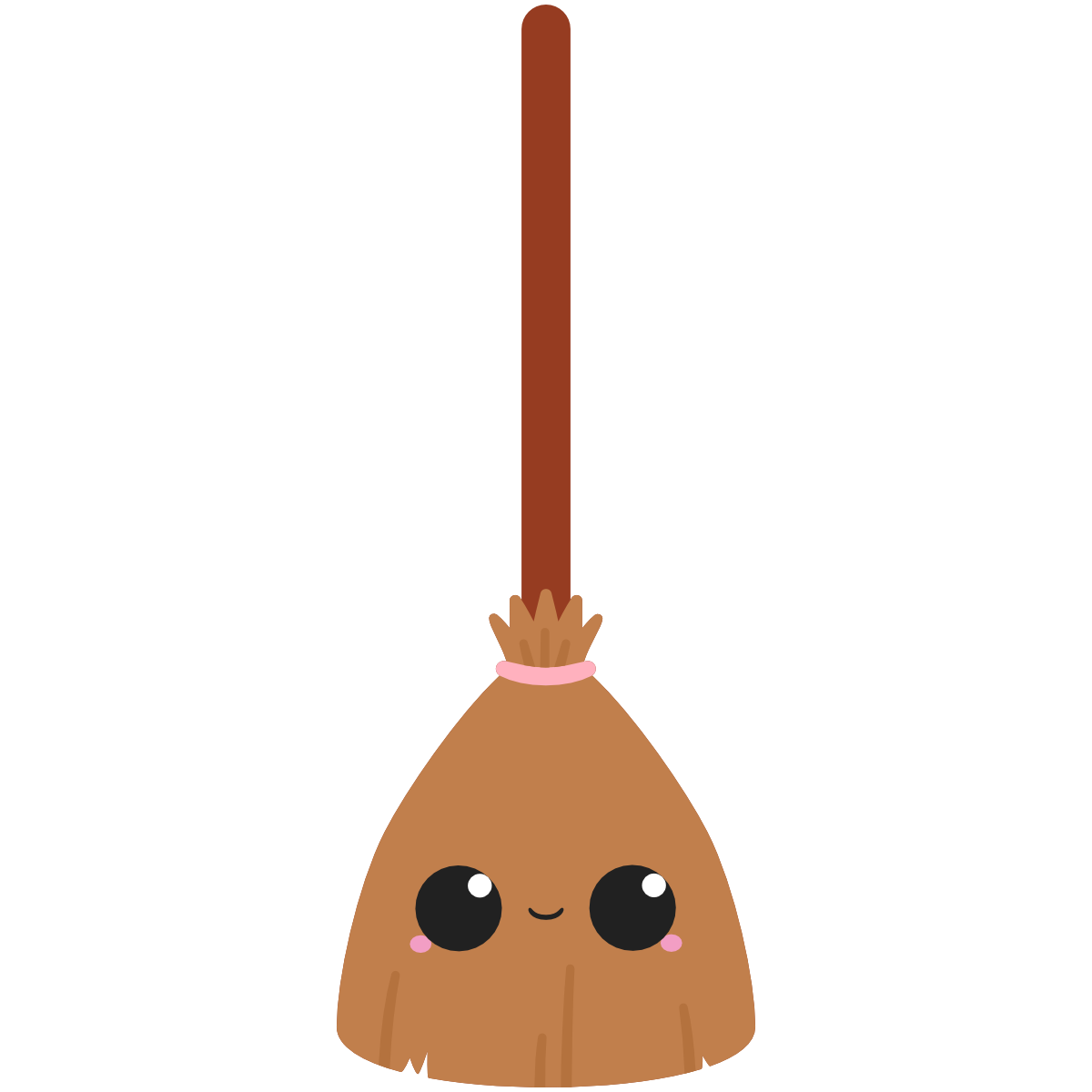 Broom with kawaii face
