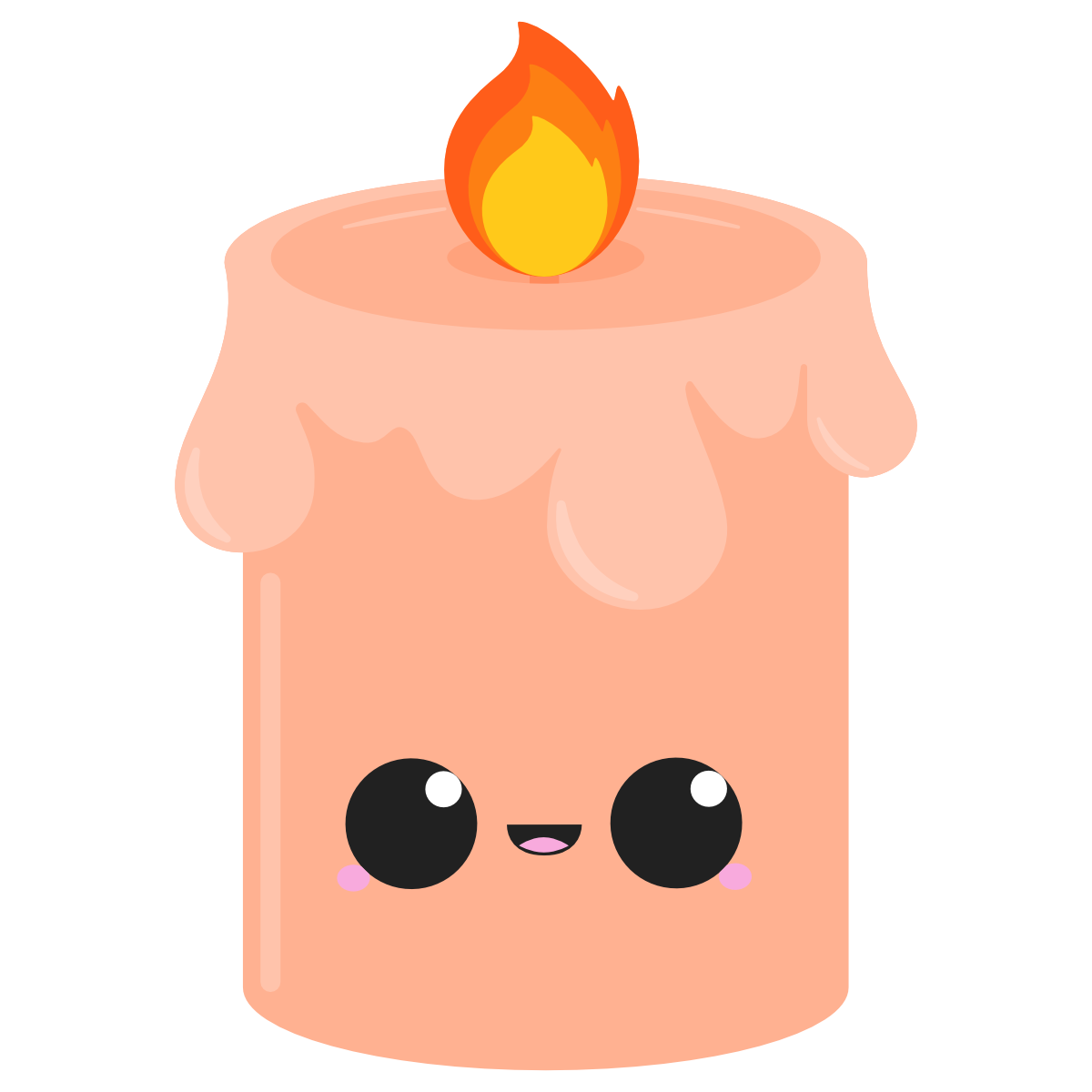 orange candle with kawaii face