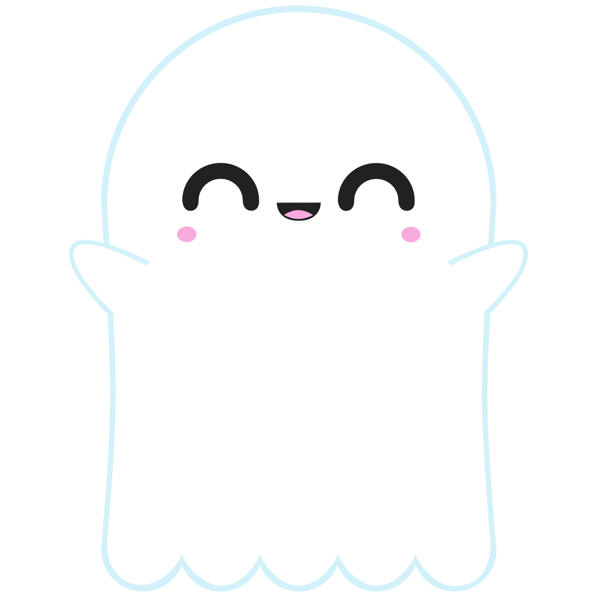 Happy ghost with kawaii face