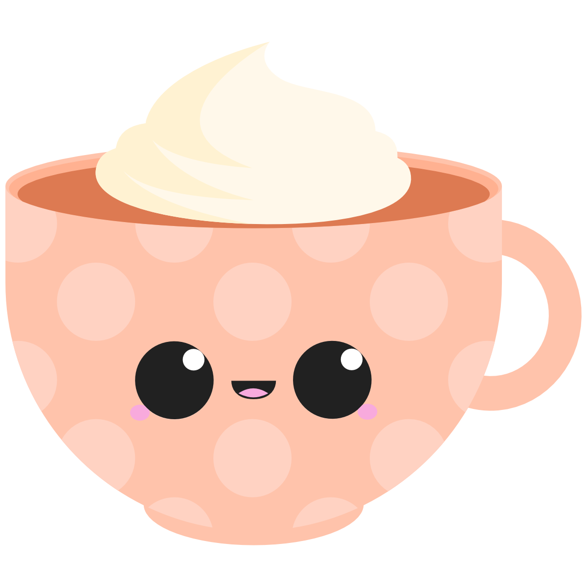 Pumpkin spice latte in a mug with kawaii face