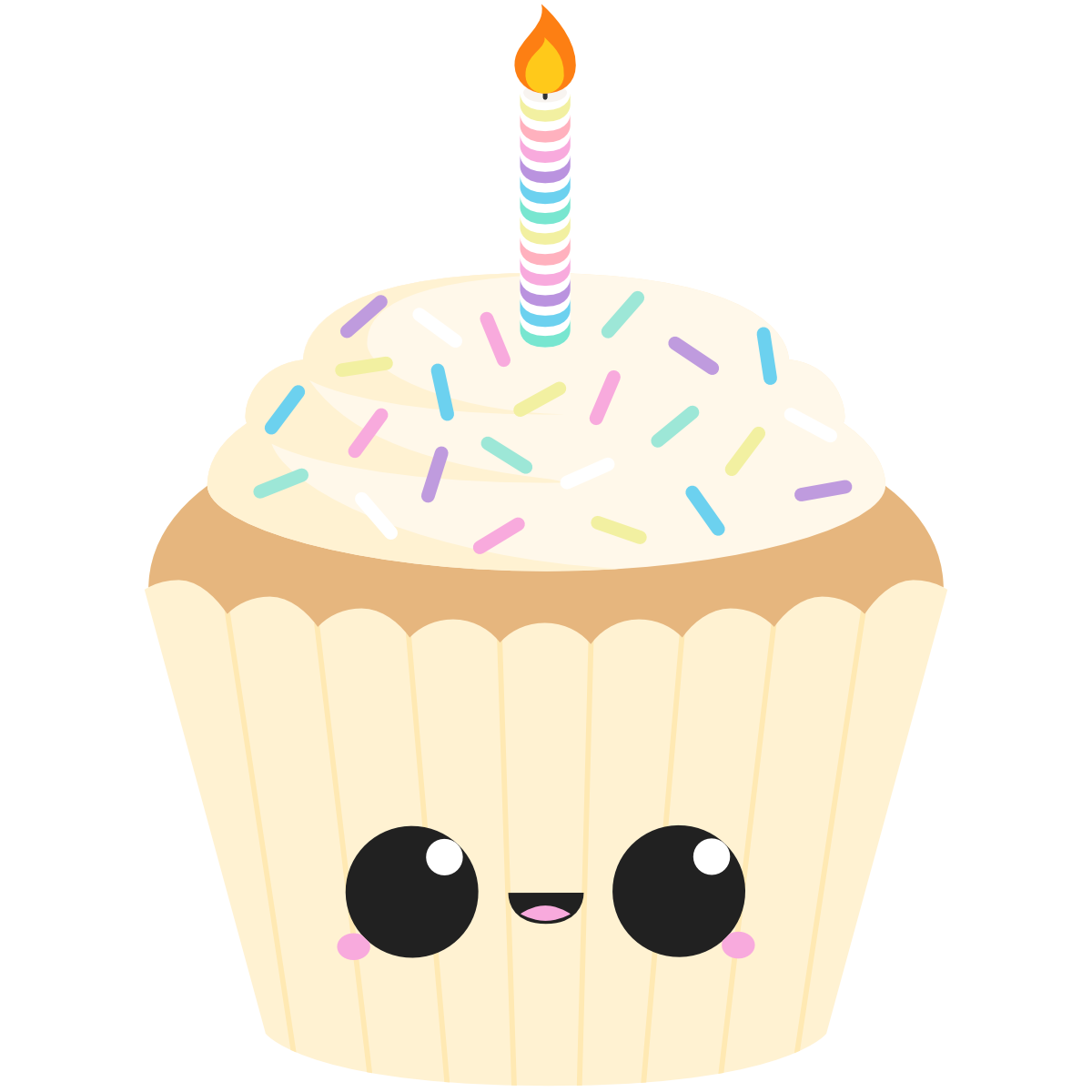 Birthday Cupcake with kawaii face