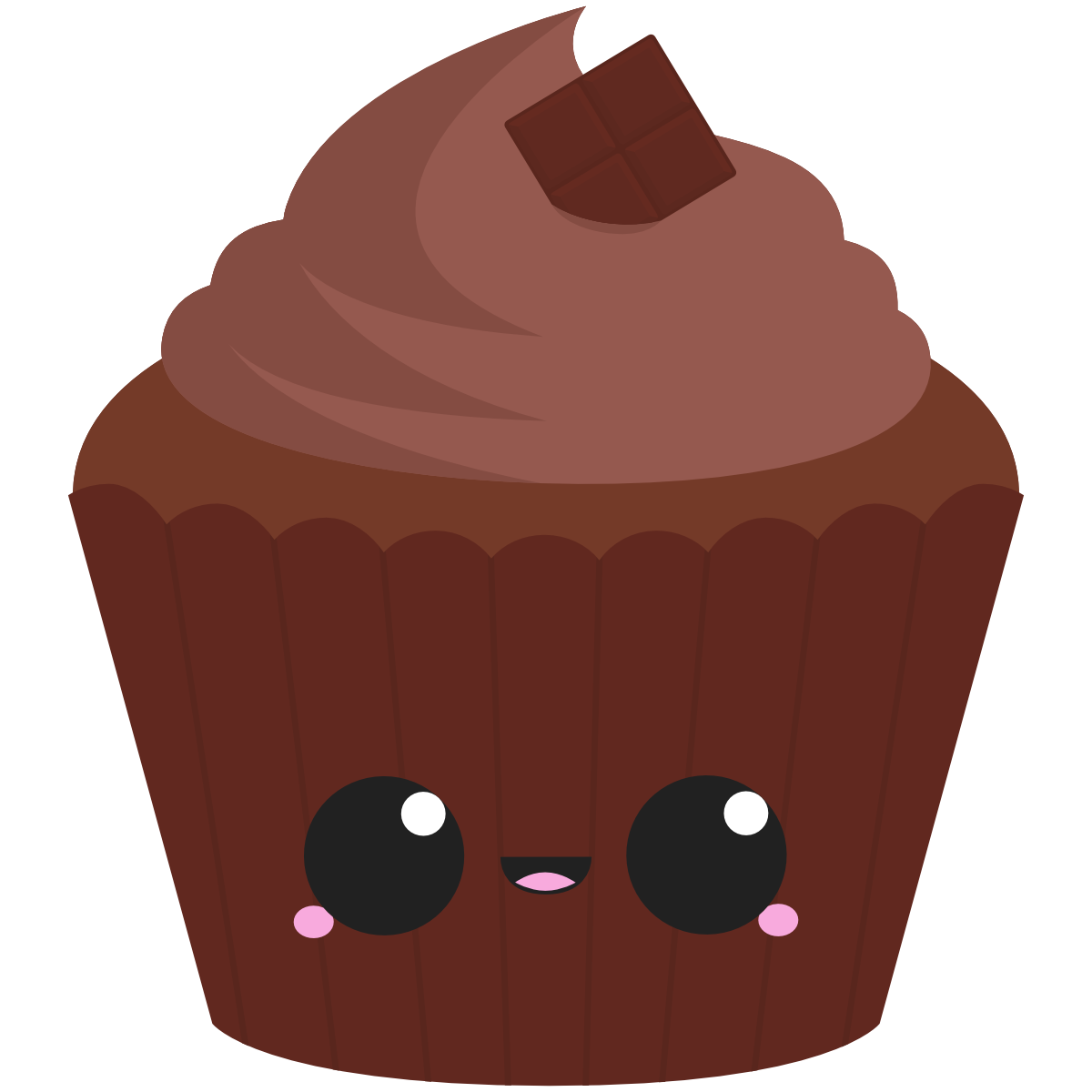 Chocolate Cupcake with kawaii face