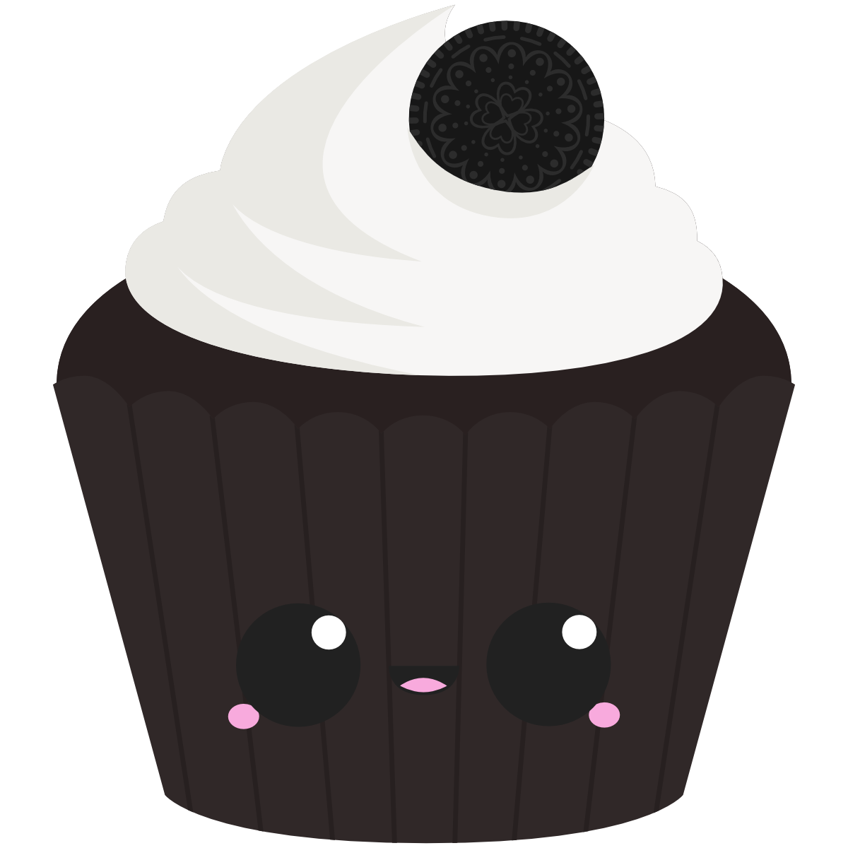 Cookies & cream Cupcake with kawaii face