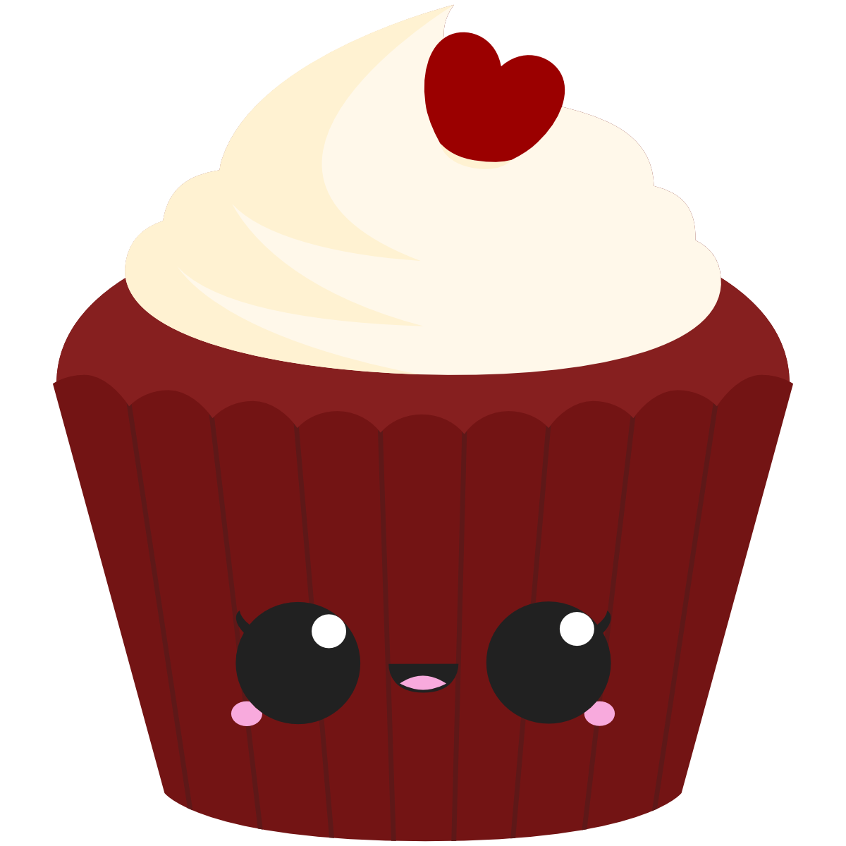 Red velvet Cupcake with kawaii face