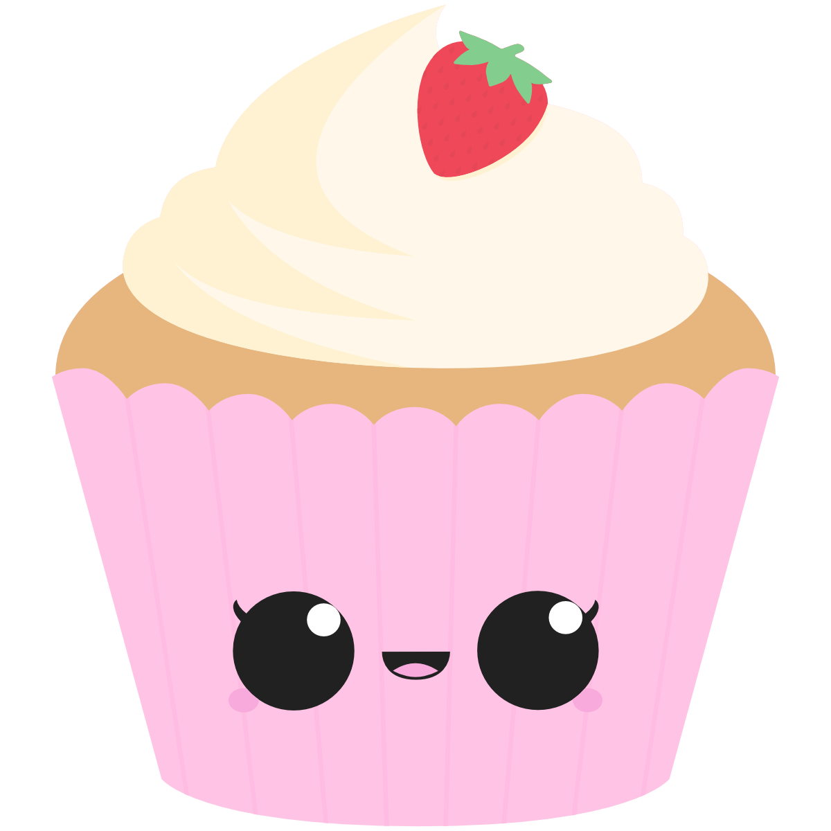 Strawberry Cupcake with kawaii face