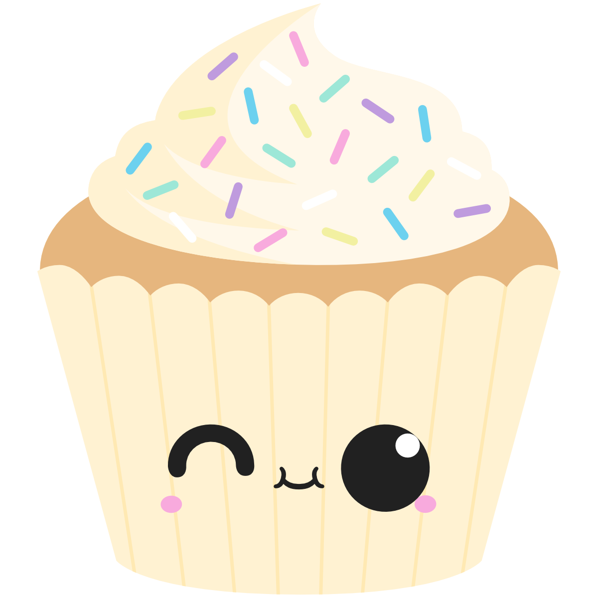 Vanilla Cupcake with kawaii face