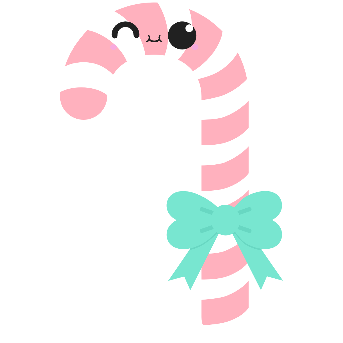 Kawaii candy cane with a bow