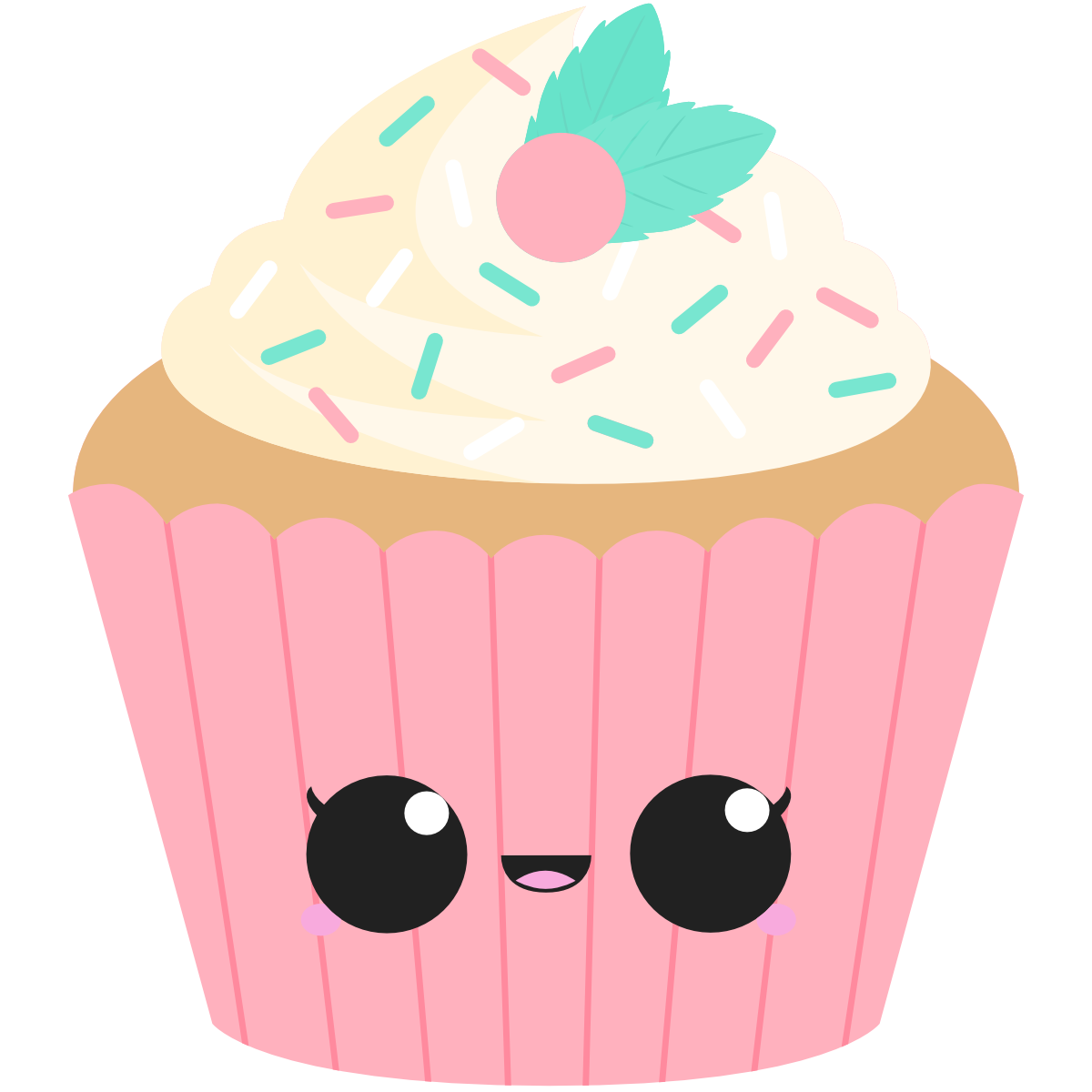 Christmas cupcake with kawaii face
