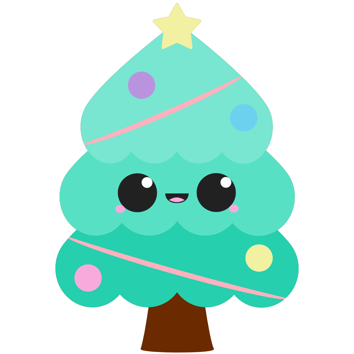 Christmas Tree with kawaii face
