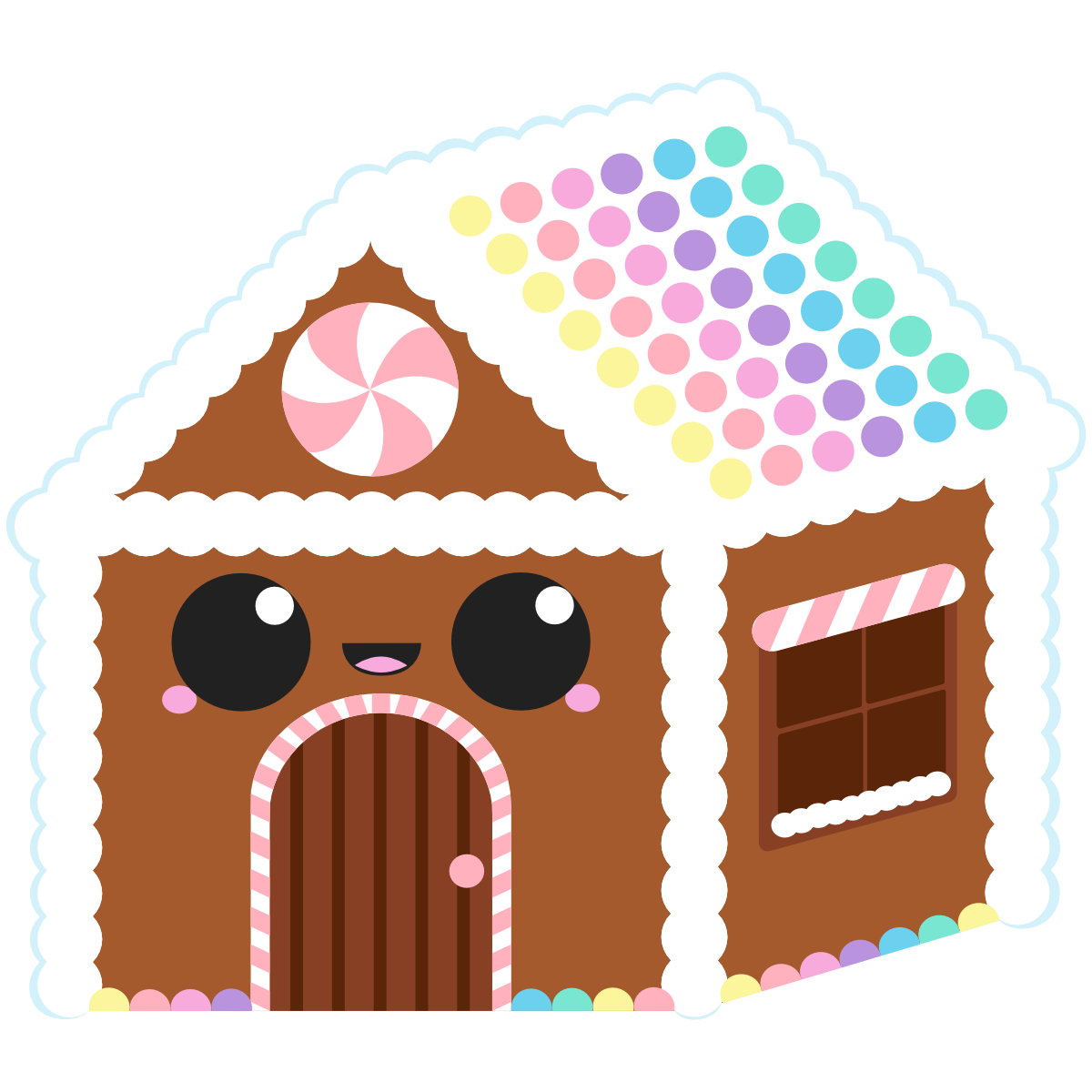 Gingerbread house with kawaii face