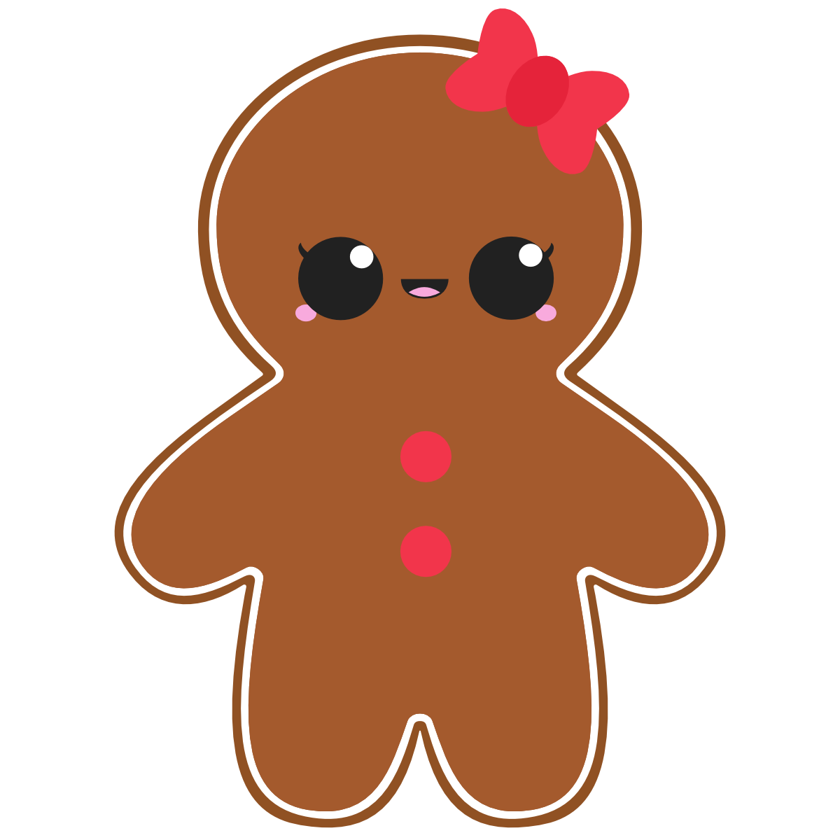 Gingerbread woman with kawaii face