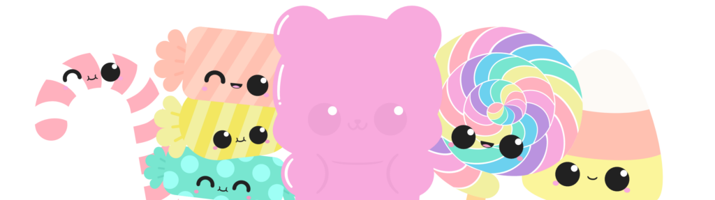 Candy category overview banner with different candies