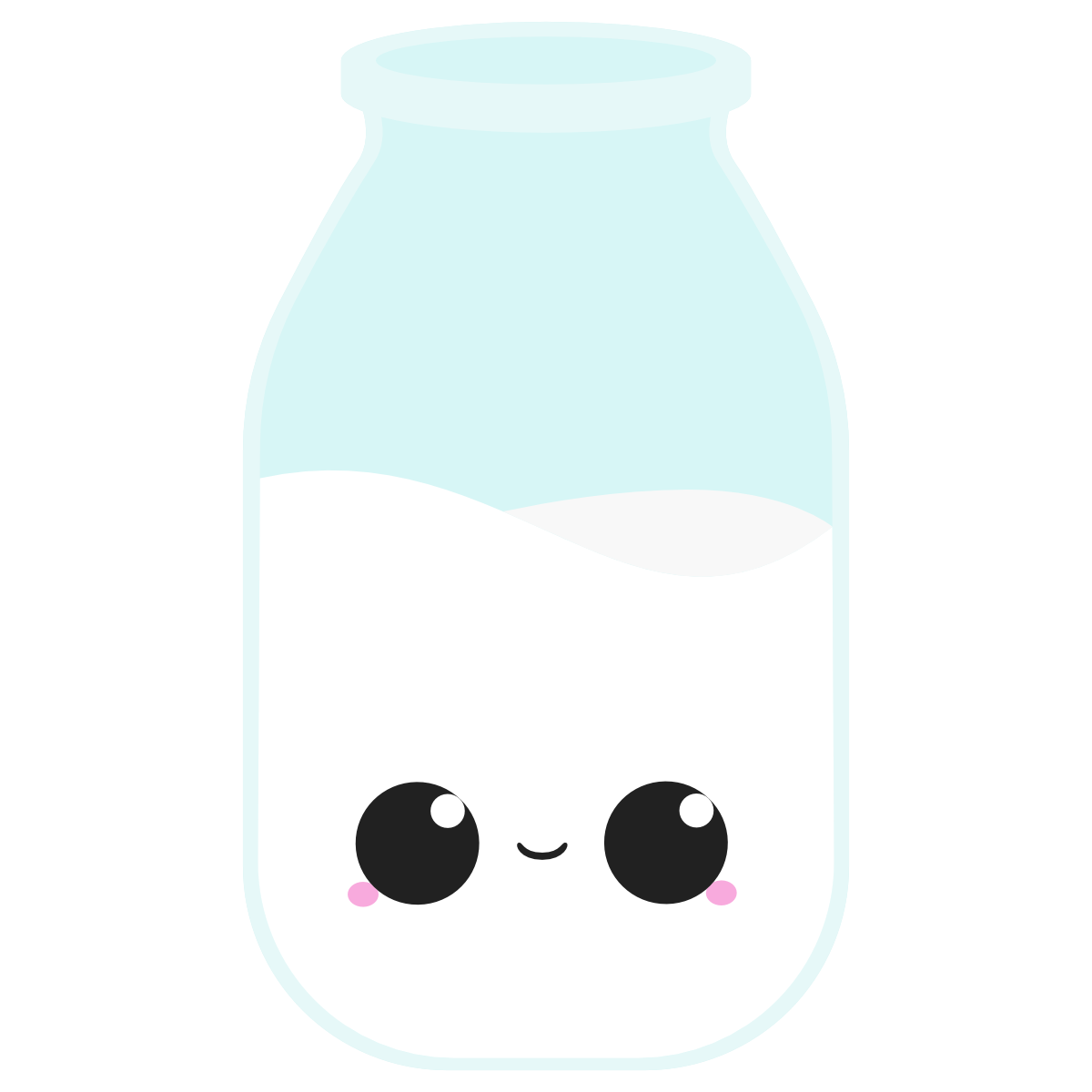 Milk bottle with kawaii face