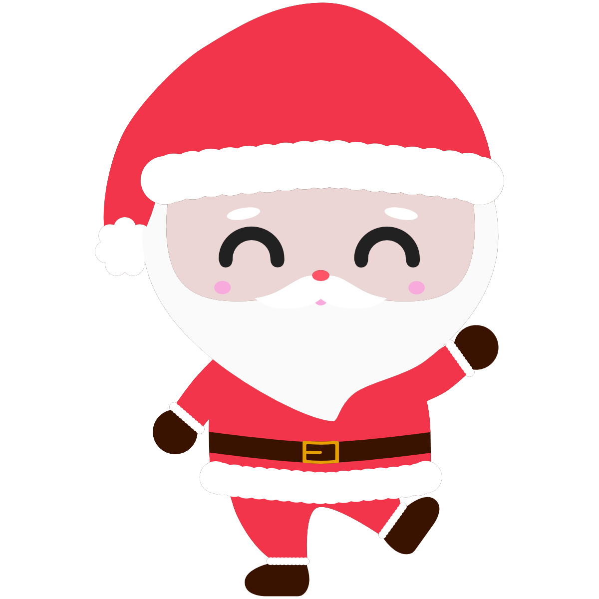 Waving Santa with kawaii face