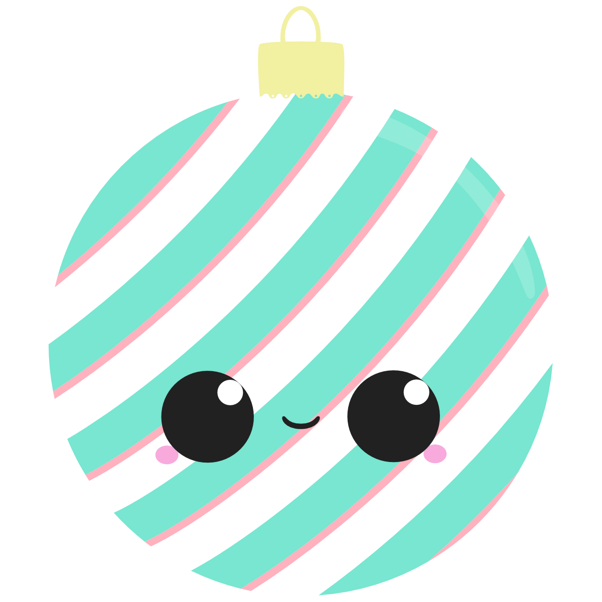 Striped bauble with kawaii face