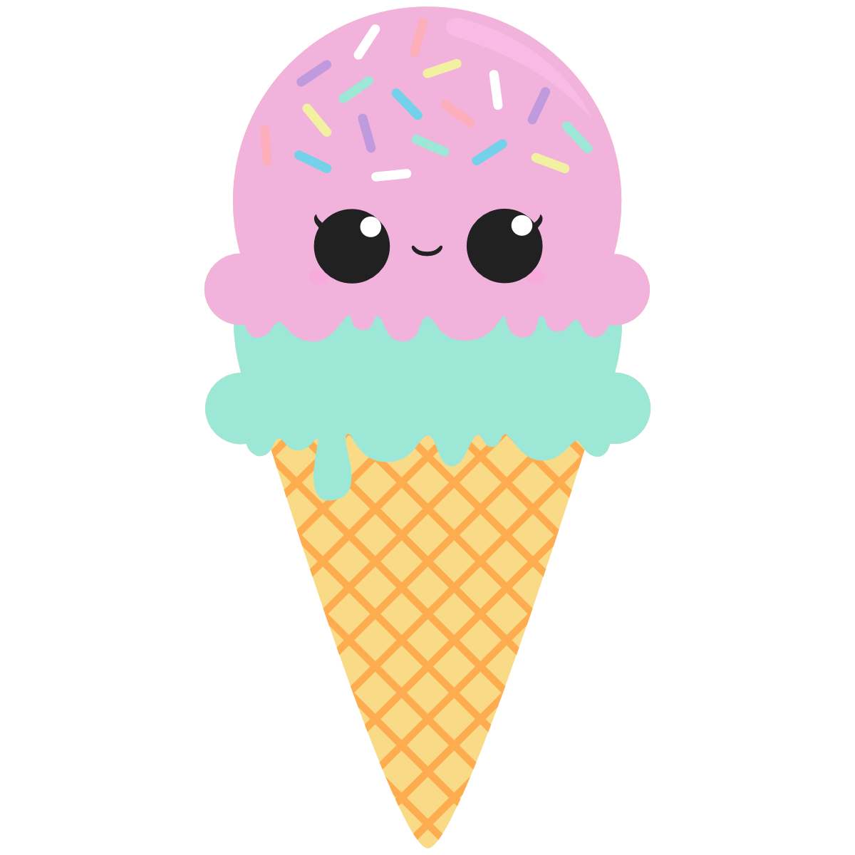 kawaii double ice cream with sprinkles
