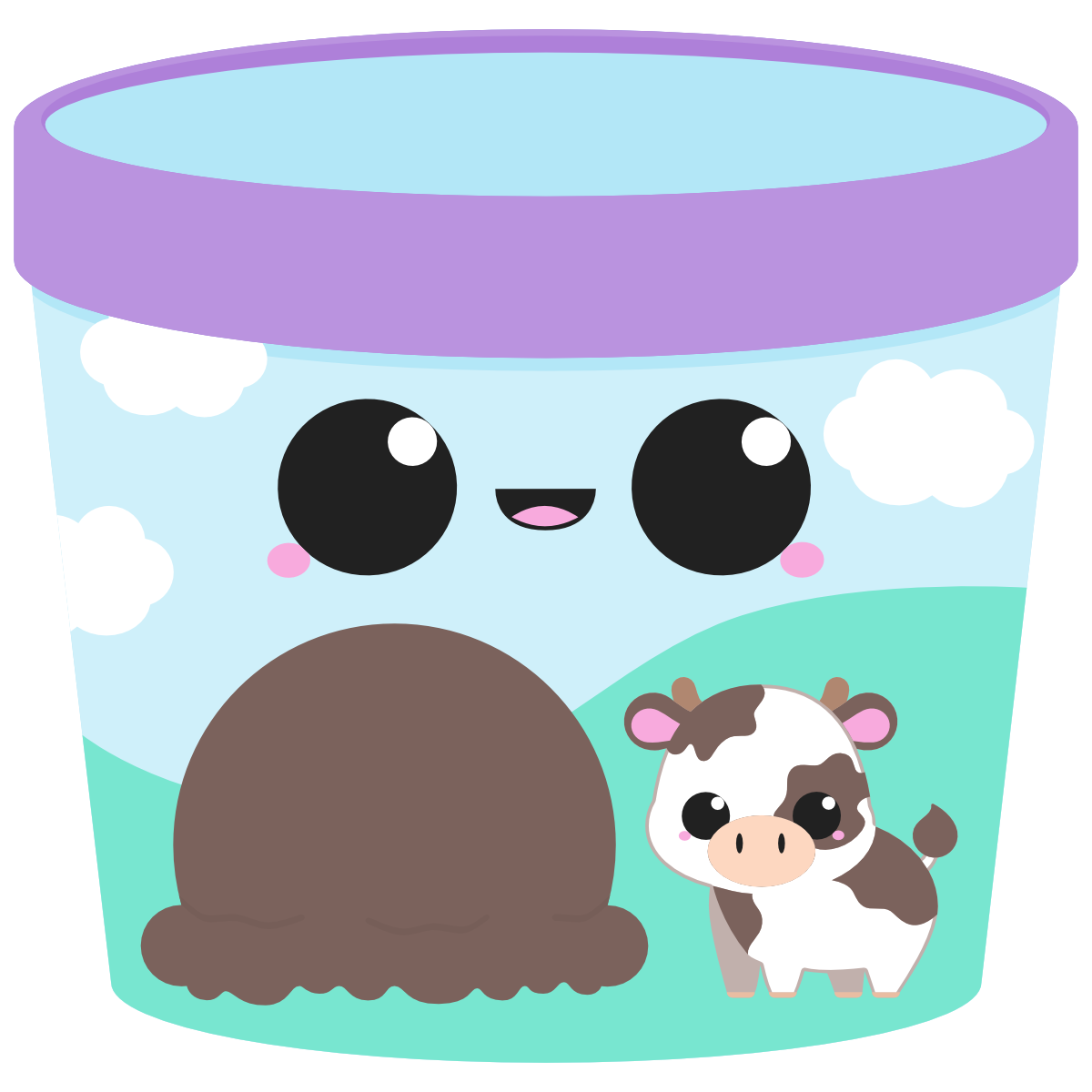 kawaii chocolate ice cream tub