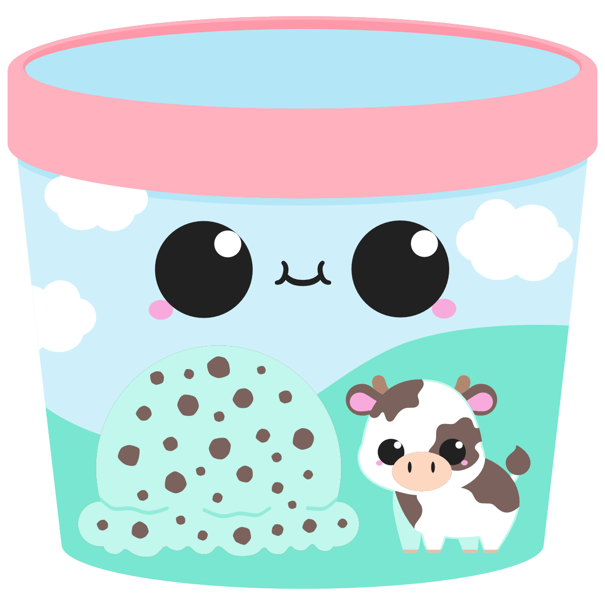 kawaii mint chocolate chip ice cream tub