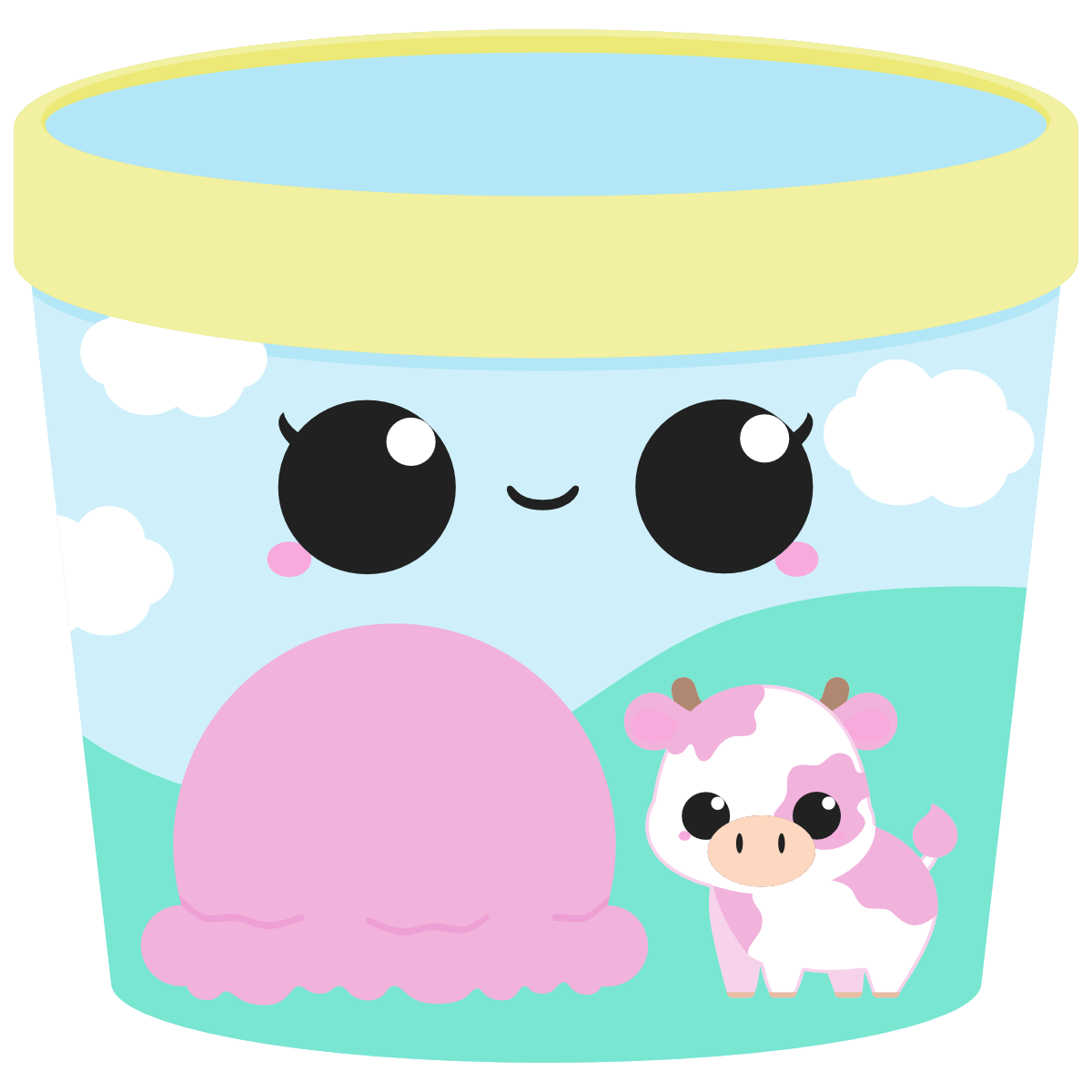 kawaii strawberry ice cream tub