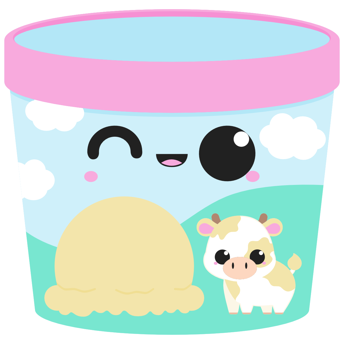 kawaii vanilla ice cream tub