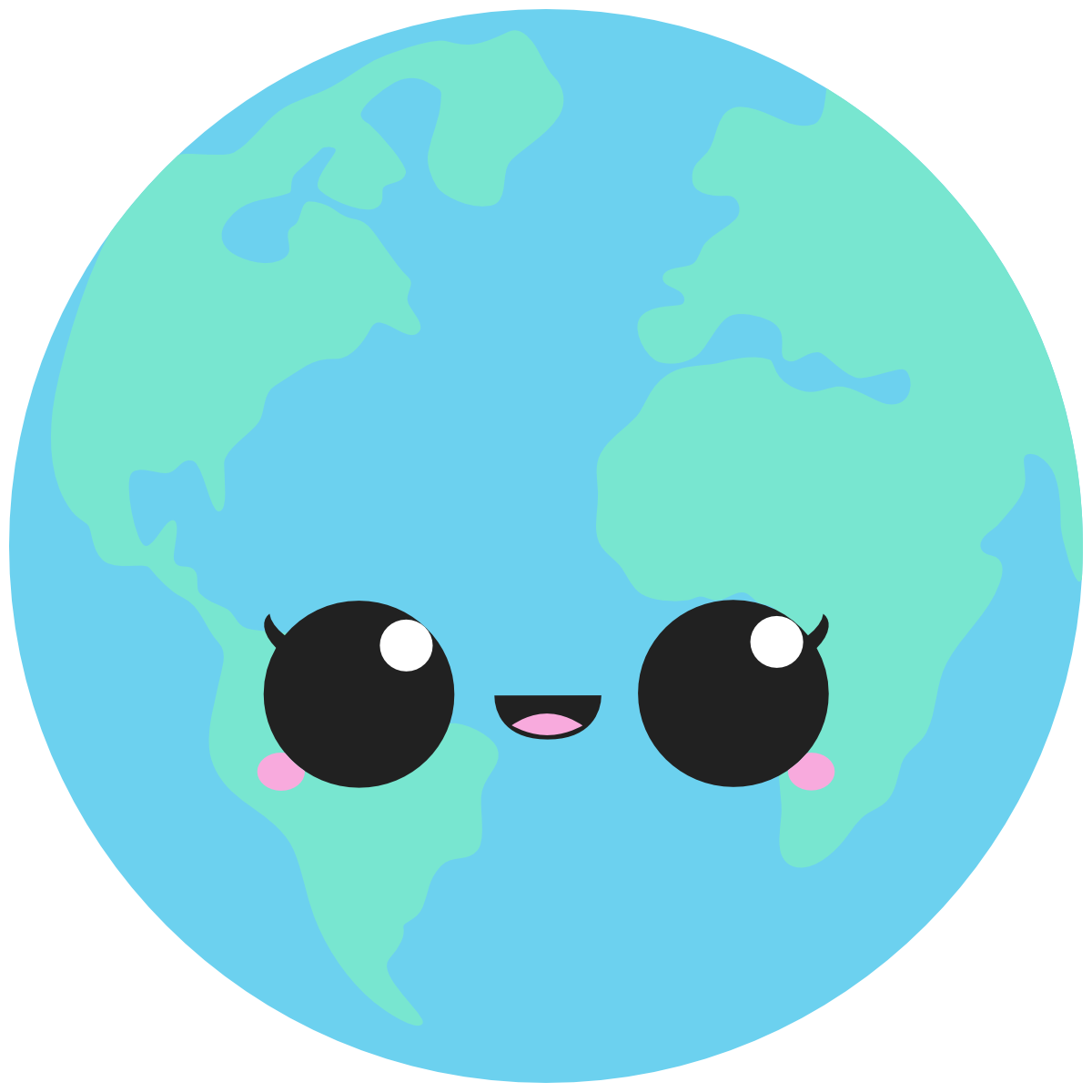 Earth with cute kawaii face