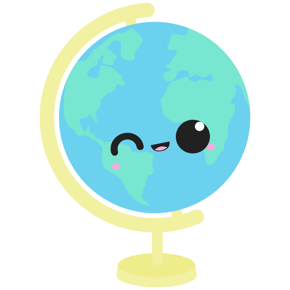 Cute globe with Kawaii face
