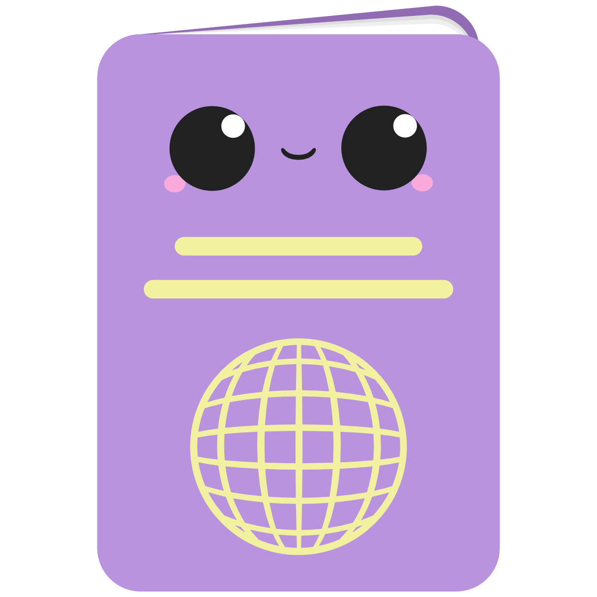 Cute passport with Kawaii face