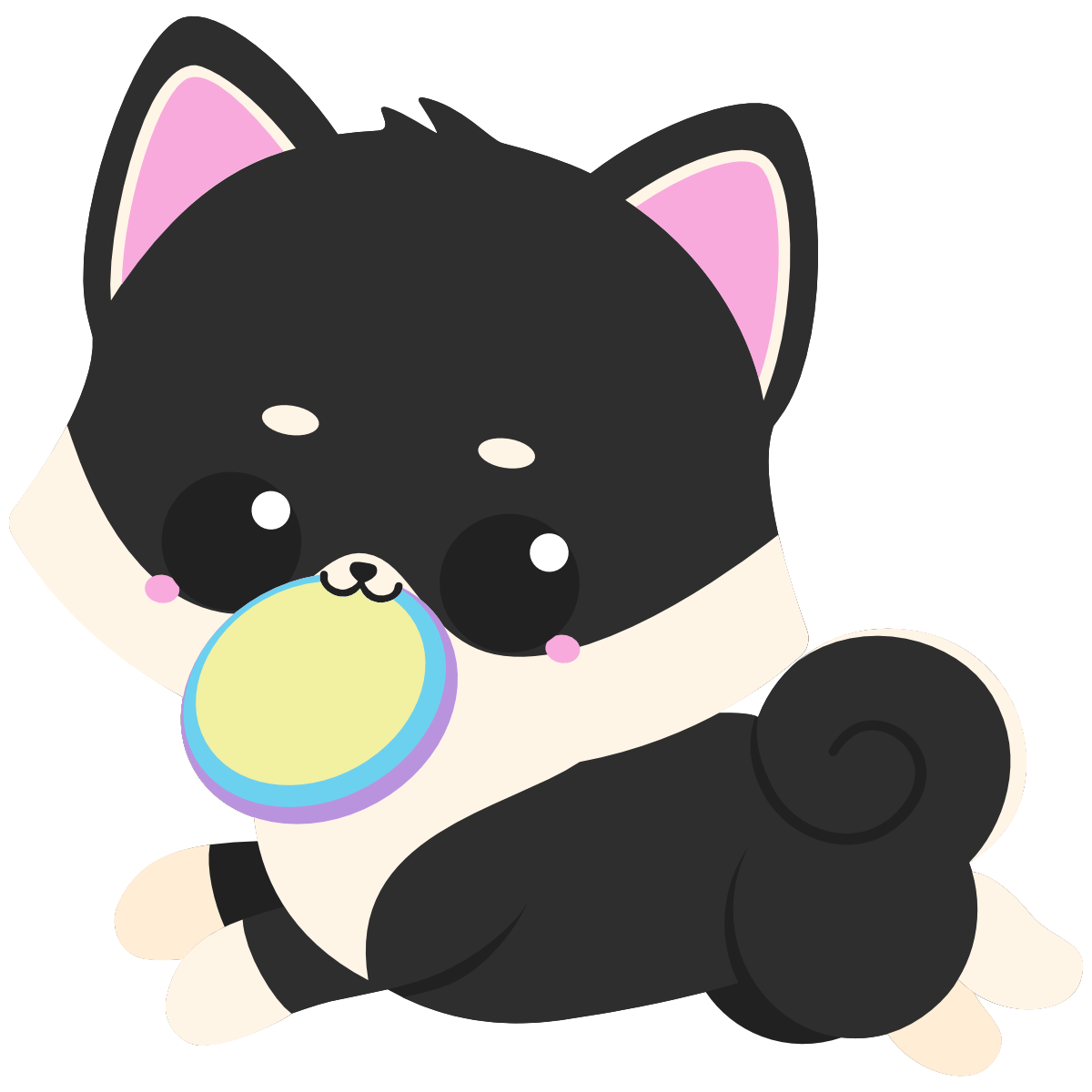 kawaii black shiba inu frisbee