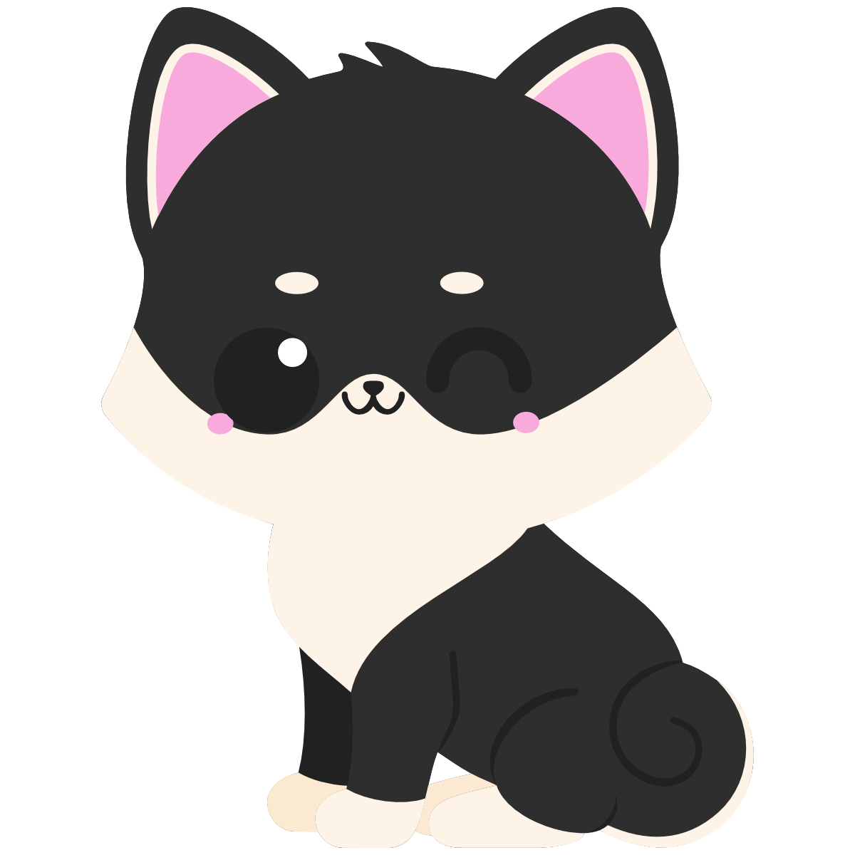 kawaii black shiba inu sitting