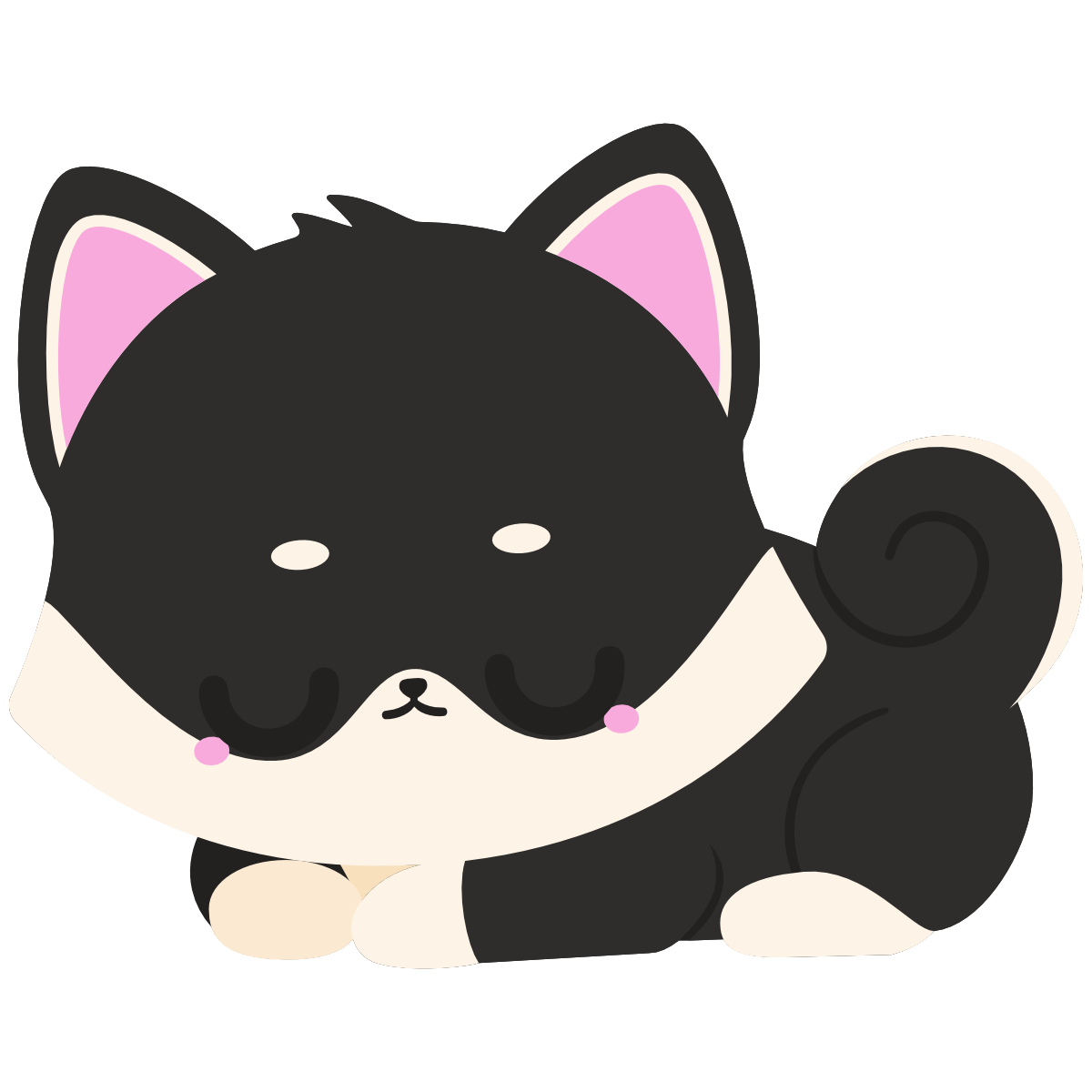 kawaii black shiba inu sleeping