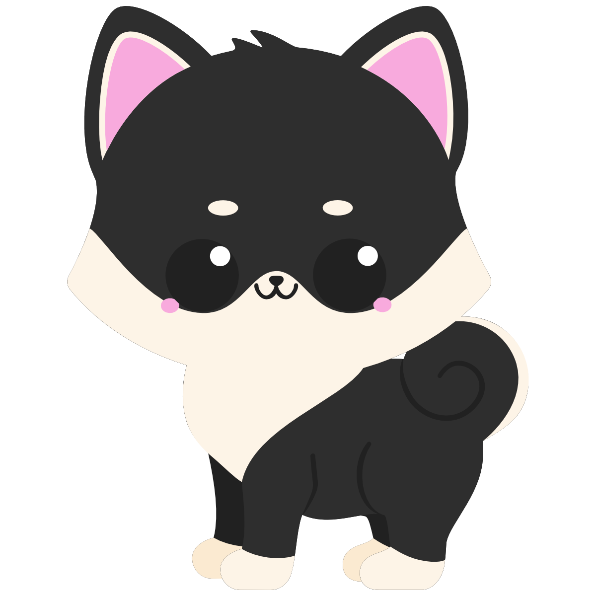 kawaii black shiba inu standing