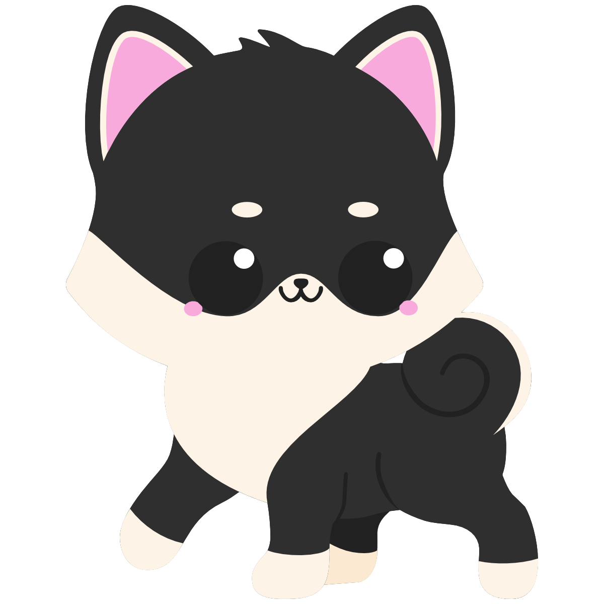 kawaii black shiba inu walking