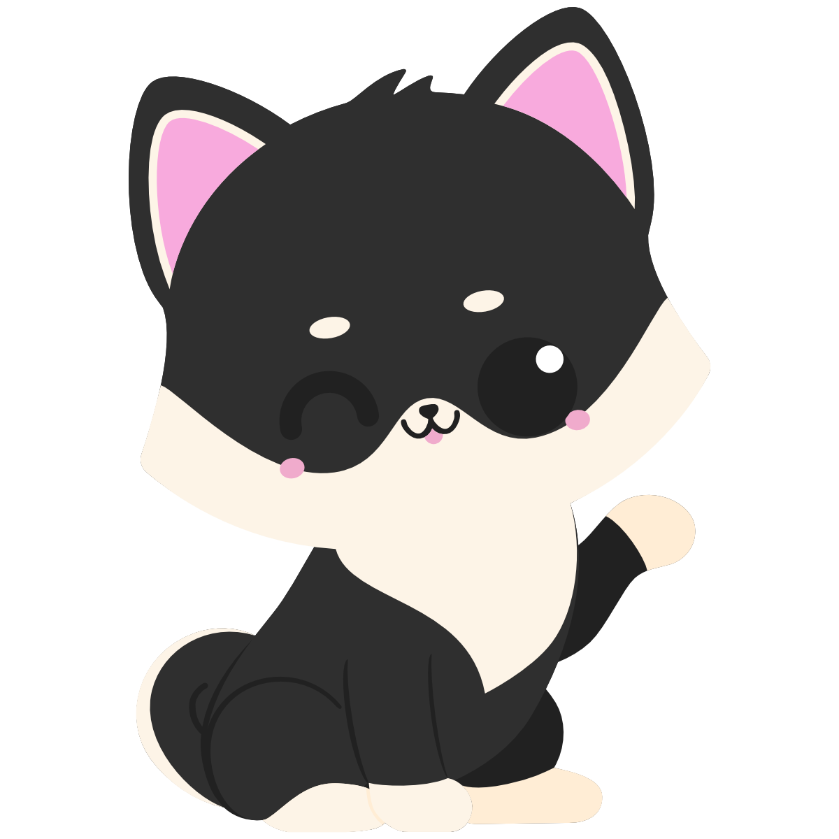 kawaii black shiba inu waving