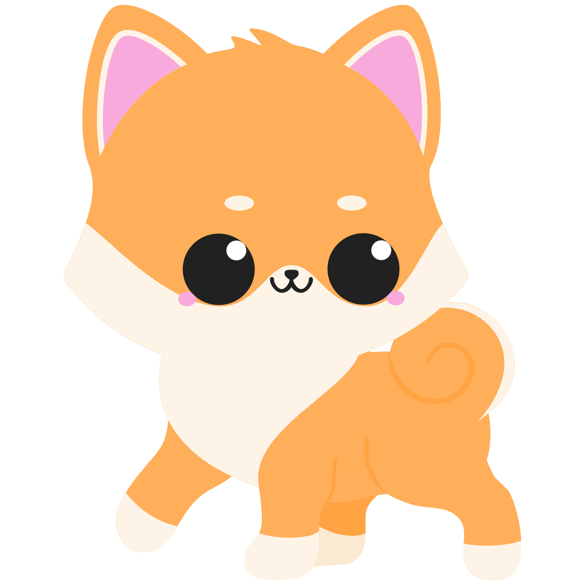 kawaii red shiba inu walking