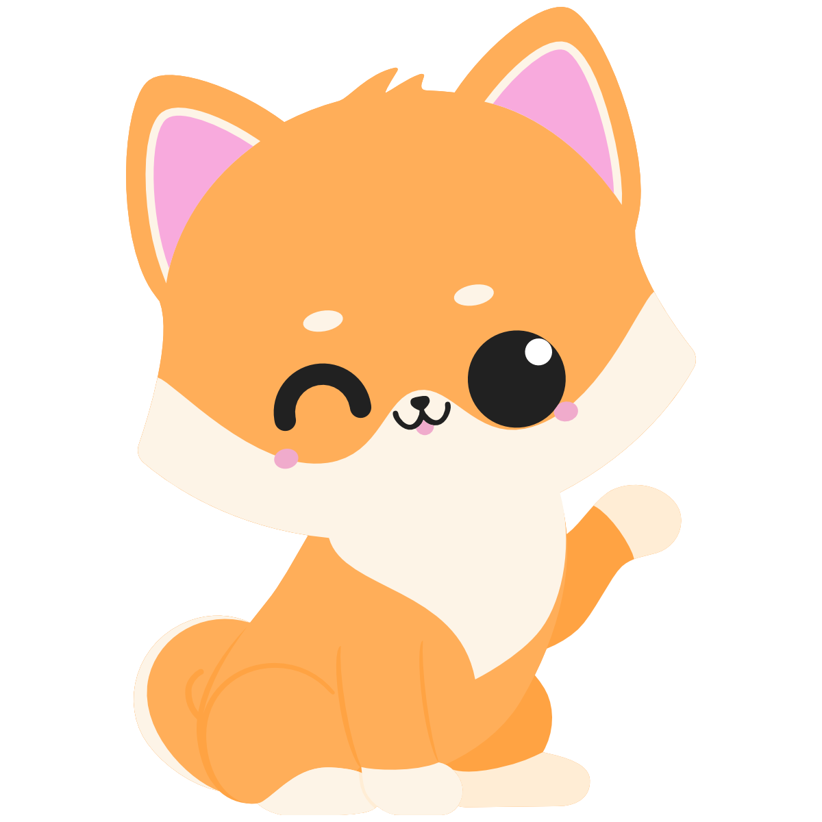 red shiba inu waving