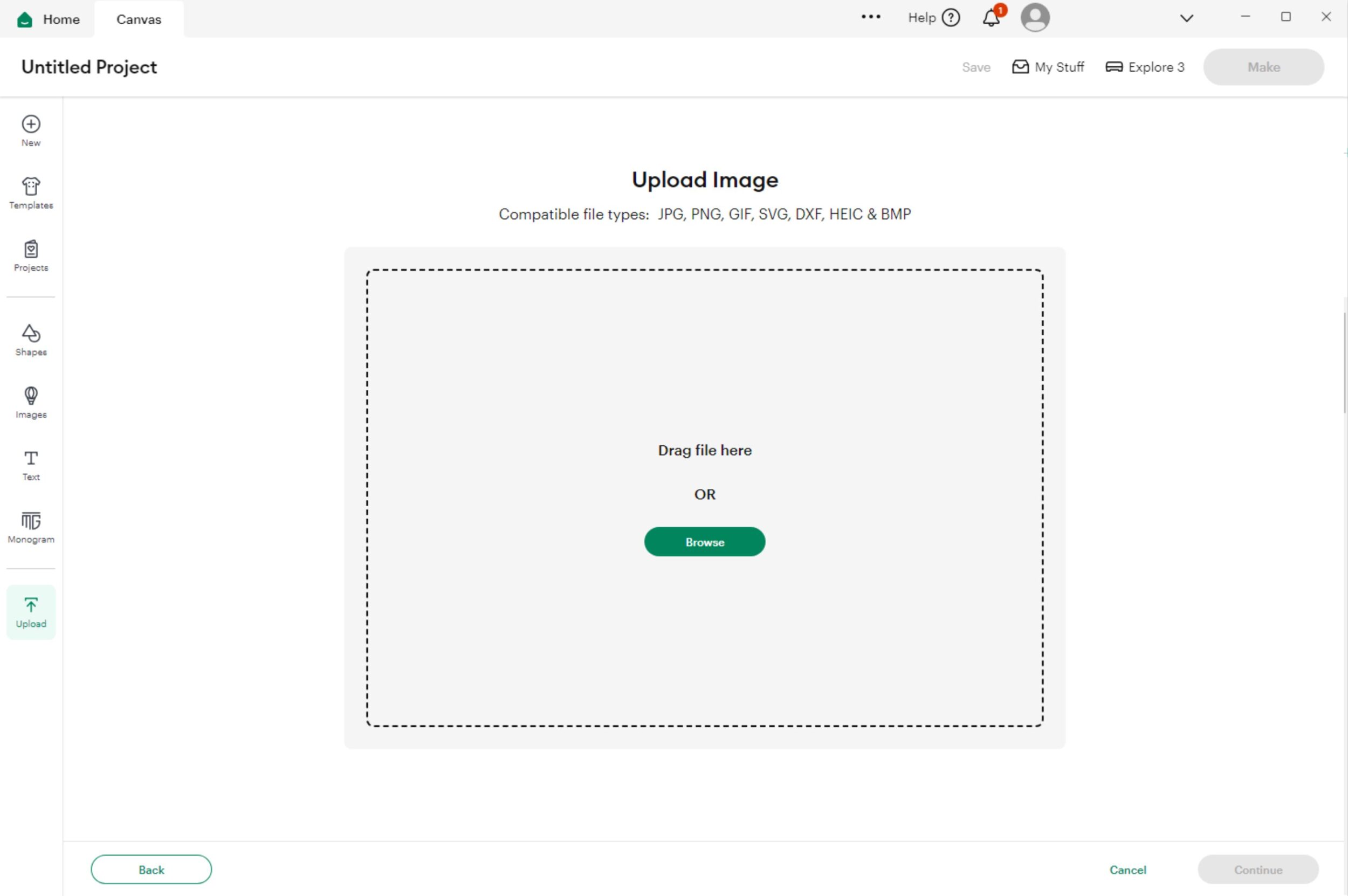 design space desktop upload image overlay