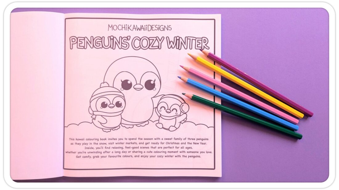 Introducing penguins cozy winter colouring book
