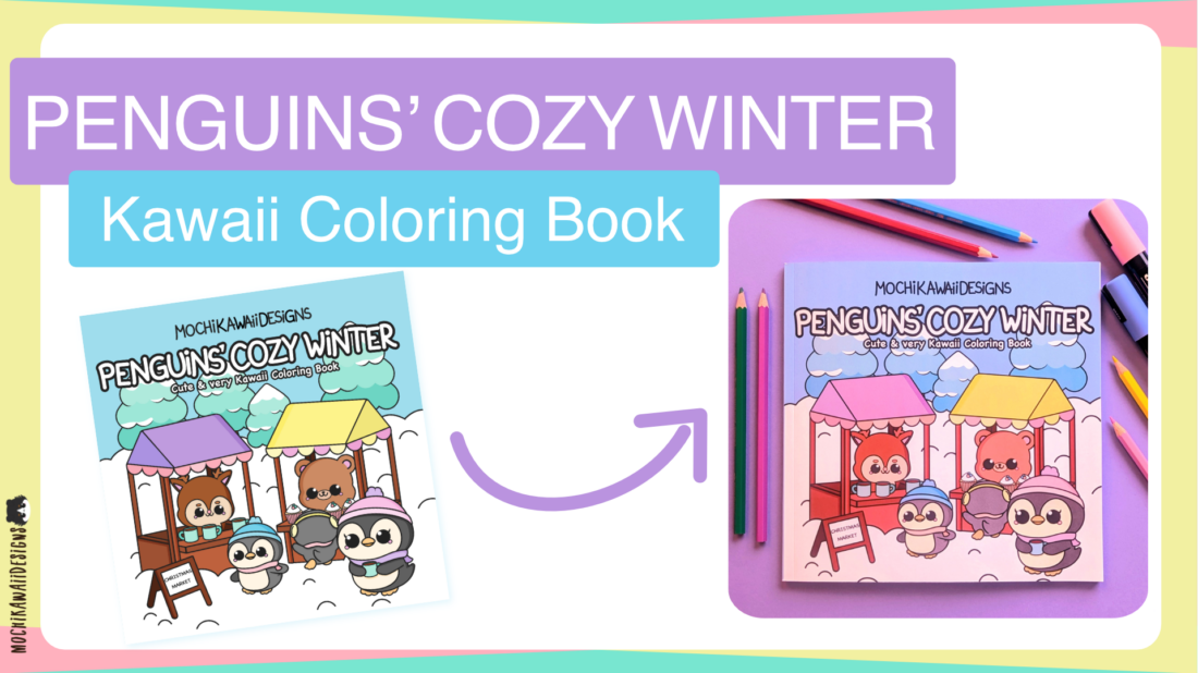 Penguins cozy winter kawaii coloring book