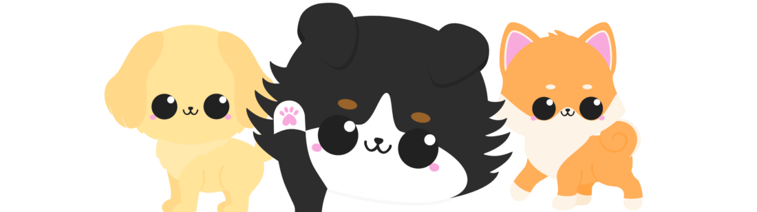 kawaii dog illustrations banner